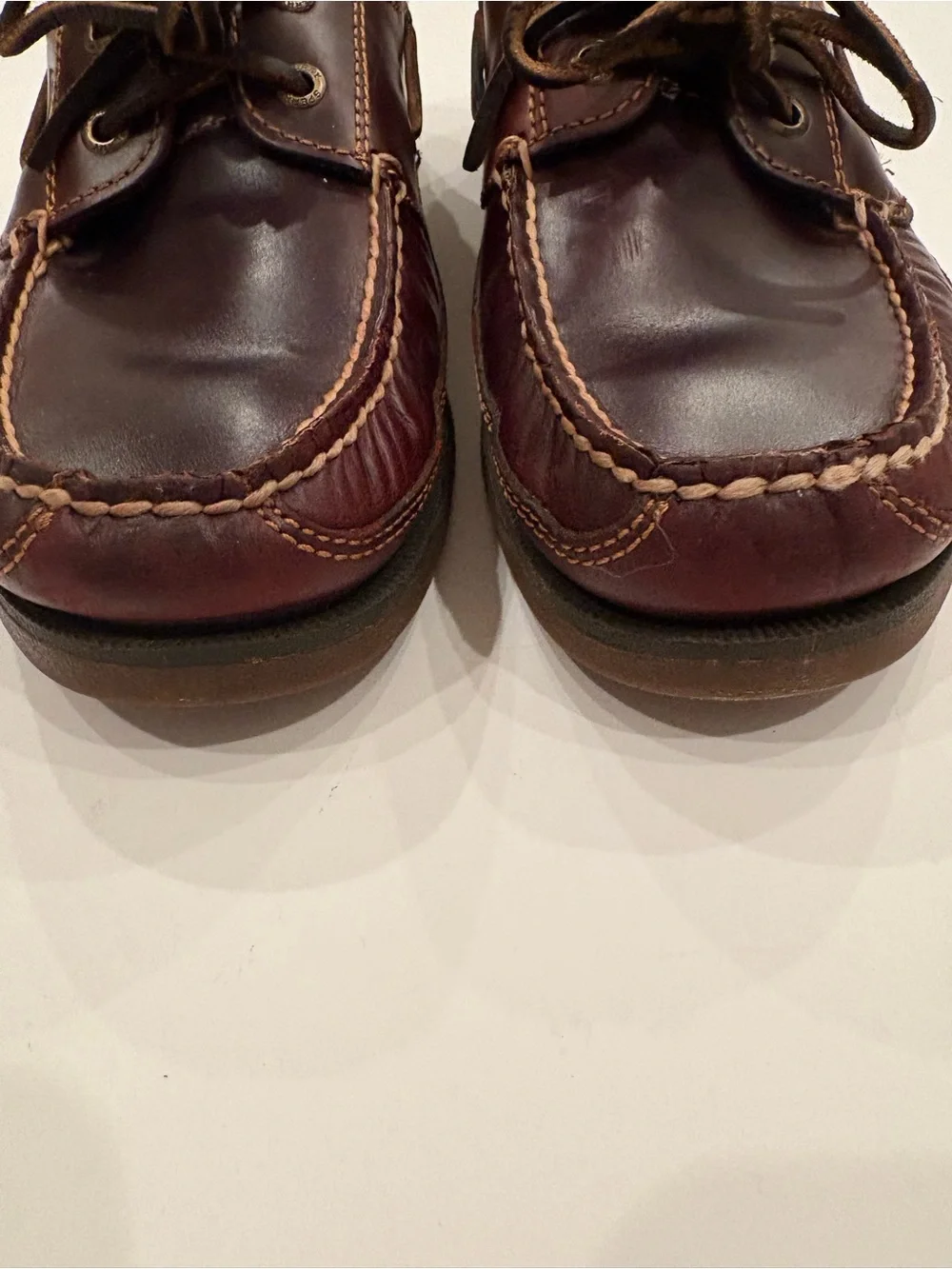 Sperry Men’s Burgundy Leather Boat Shoes with Tan Accents-9.5-beach-casual